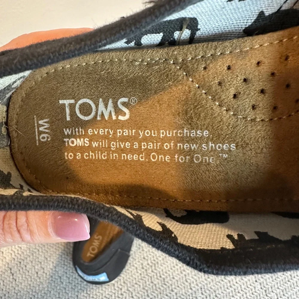 TOMS Alpargata‎ Slip On Shoes Womens 6 Black Canvas Classic Comfort Flats
